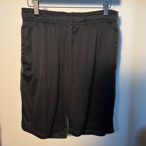 American Eagle Black Athletic Shorts with Grey Sides, Size Medium, 9" Inseam